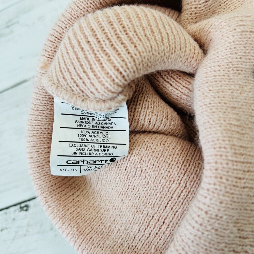 Carhartt Cuffed Unisex Pink Peach Rose Knit Cuffed Watch Knit Beanie A18 - Picture 3 of 3